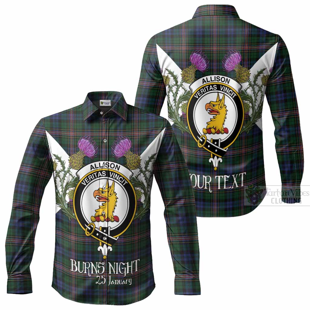 Allison Tartan Family Crest Long Sleeve Button Shirts Scottish Burns Night Thistle Floral