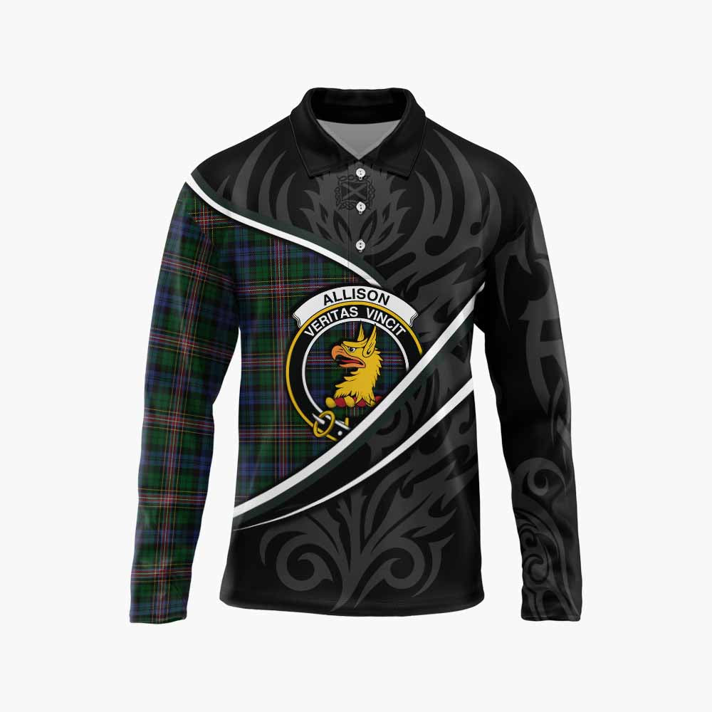 Allison Tartan Family Crest Long Sleeve Polo Shirt Celtic Scottish Thistle Floral - Tartan Vibes Clothing