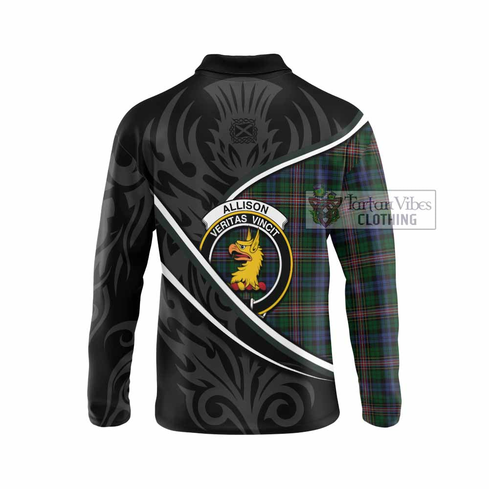 Allison Tartan Family Crest Long Sleeve Polo Shirt Celtic Scottish Thistle Floral - Tartan Vibes Clothing