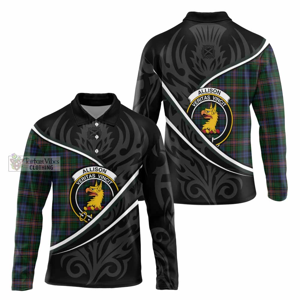 Allison Tartan Family Crest Long Sleeve Polo Shirt Celtic Scottish Thistle Floral - Tartan Vibes Clothing
