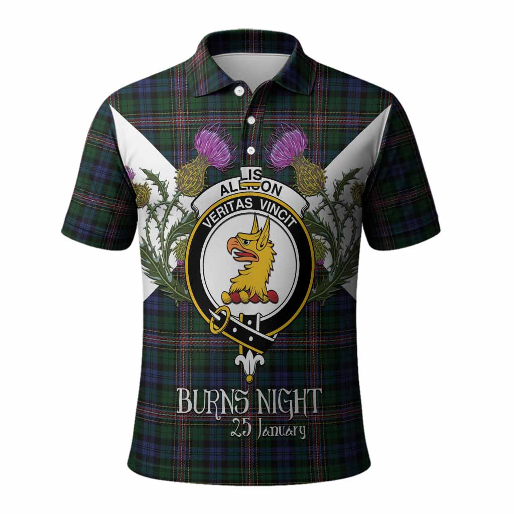 Allison Tartan Family Crest Polo Shirt Scottish Burns Night Thistle Floral