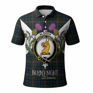 Allison Tartan Family Crest Polo Shirt Scottish Burns Night Thistle Floral