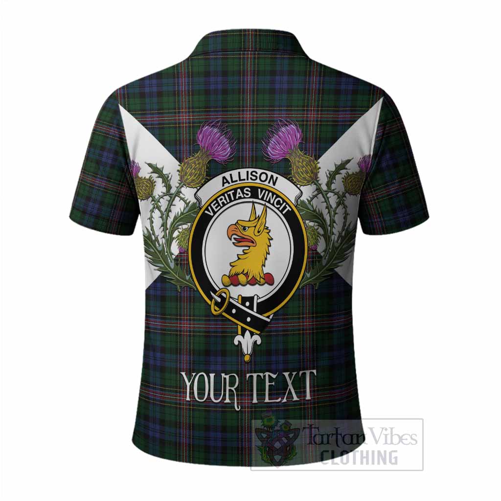 Allison Tartan Family Crest Polo Shirt Scottish Burns Night Thistle Floral