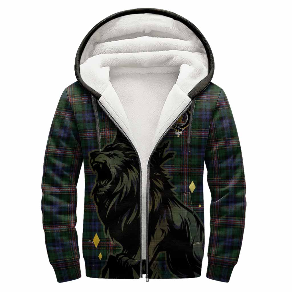 Allison Tartan Family Crest Sherpa Hoodie Crowned Lion Roaring