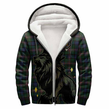 Allison Tartan Family Crest Sherpa Hoodie Crowned Lion Roaring