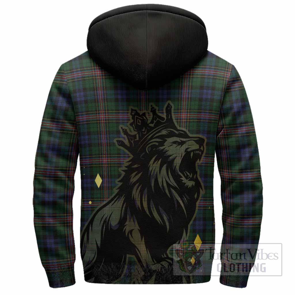 Allison Tartan Family Crest Sherpa Hoodie Crowned Lion Roaring
