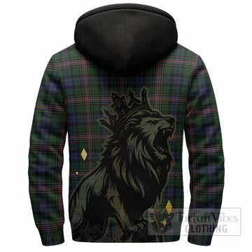 Allison Tartan Family Crest Sherpa Hoodie Crowned Lion Roaring