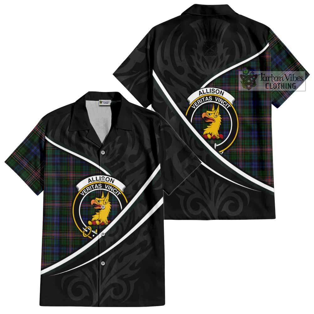 Allison Tartan Family Crest Short Sleeve Button Shirt Celtic Scottish Thistle Floral - Tartan Vibes Clothing