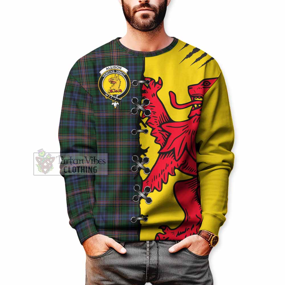Allison Tartan Family Crest Sweatshirt Lion Rampant Honor - Tartan Vibes Clothing
