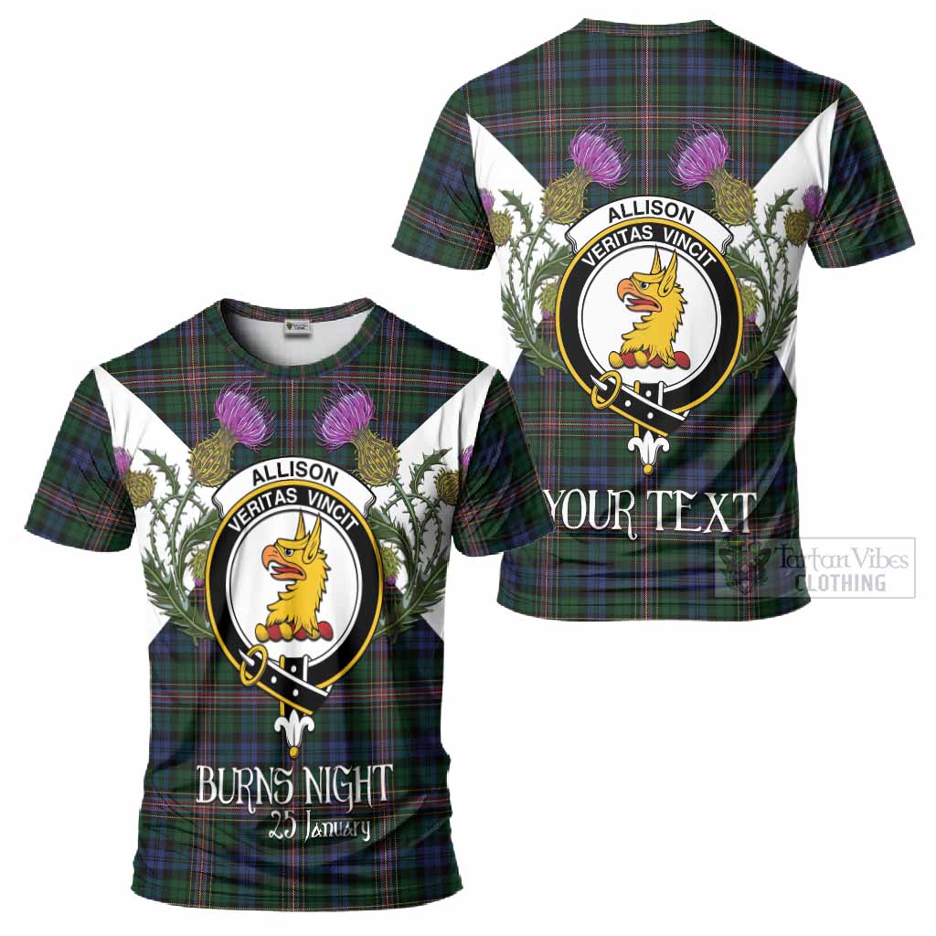 Allison Tartan Family Crest T-Shirt Scottish Burns Night Thistle Floral