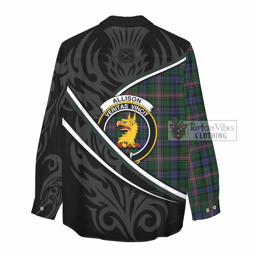 Allison Tartan Family Crest Women Casual Shirt Celtic Scottish Thistle Floral - Tartan Vibes Clothing