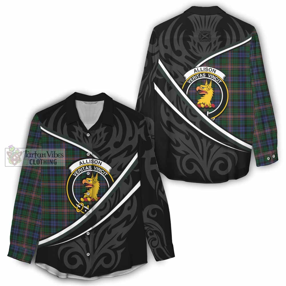Allison Tartan Family Crest Women Casual Shirt Celtic Scottish Thistle Floral - Tartan Vibes Clothing