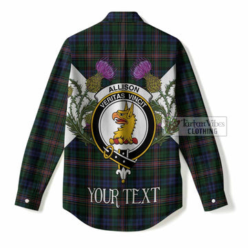 Allison Tartan Family Crest Women Casual Shirt Scottish Burns Night Thistle Floral