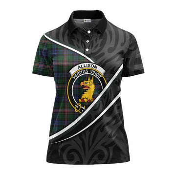 Allison Tartan Family Crest Women's Polo Shirt Celtic Scottish Thistle Floral