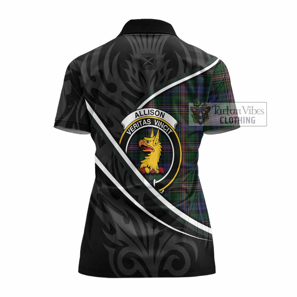 Allison Tartan Family Crest Women's Polo Shirt Celtic Scottish Thistle Floral - Tartan Vibes Clothing