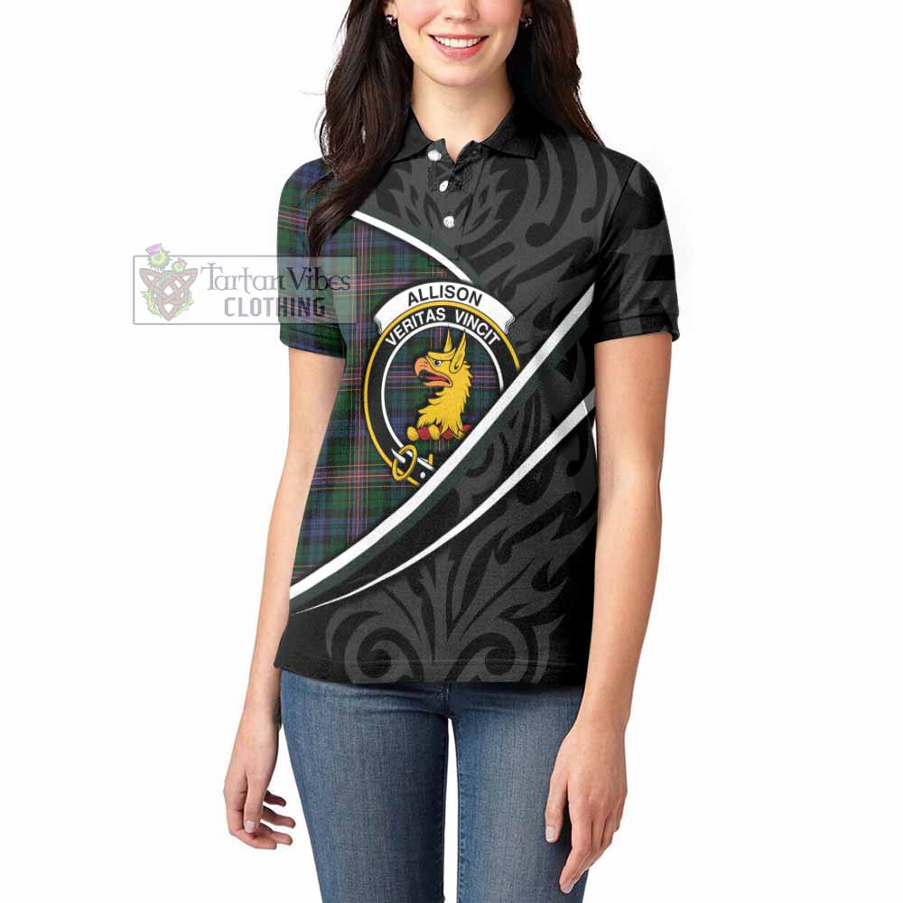 Allison Tartan Family Crest Women's Polo Shirt Celtic Scottish Thistle Floral - Tartan Vibes Clothing