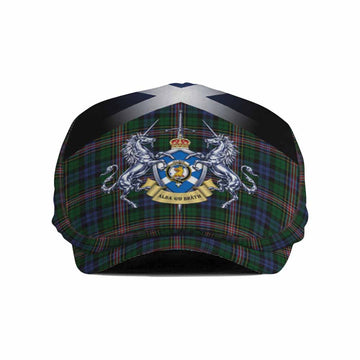 Allison Tartan Flat Cap, Jeff Cap Alba Gu Brath Unicorn Crest