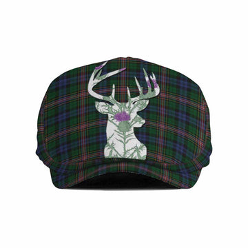 Allison Tartan Flat Cap, Jeff Cap Scottish Stag Thistle Floral Art