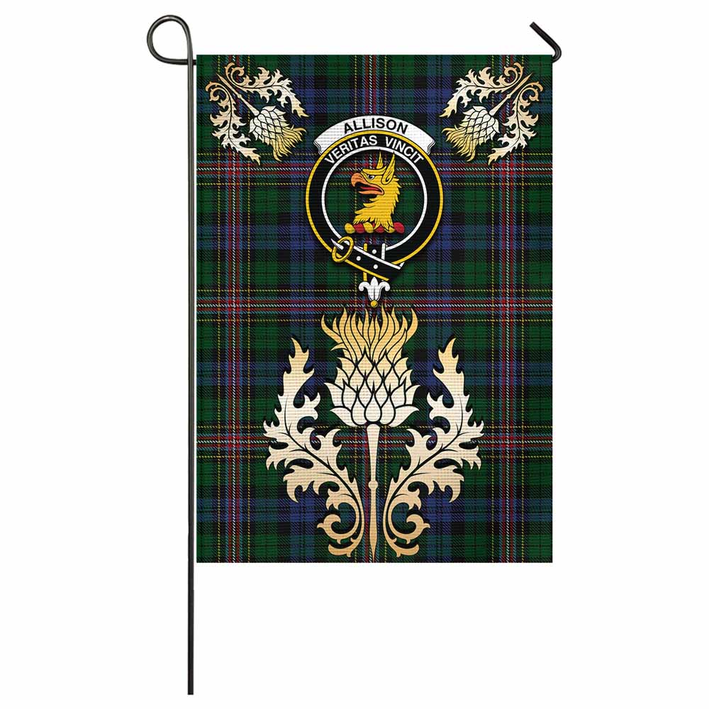 Allison Tartan Garden Flag with Golden Regal Scottish Thistle Emblem - Tartan Vibes Clothing