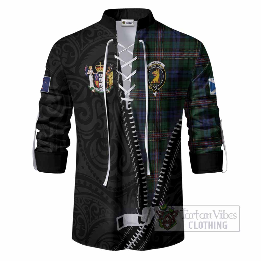 Allison Tartan Ghillie Shirt New Zealand Pattern Unique Zipper Stylized