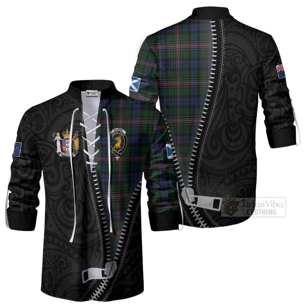 Allison Tartan Ghillie Shirt New Zealand Pattern Unique Zipper Stylized