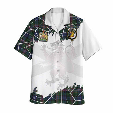 Allison Tartan Hawaiian Shirt with Family Crest and Lion Rampant Grunge Style