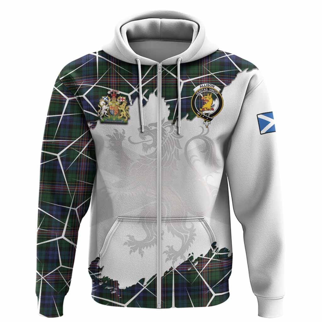 Allison Tartan Hoodie with Family Crest and Lion Rampant Grunge Style