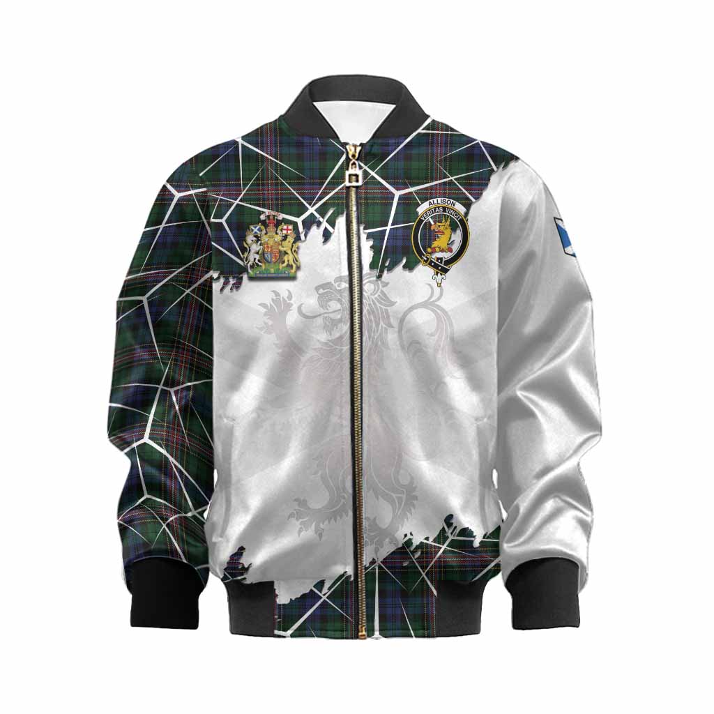 Allison Tartan Kid Bomber Jacket with Family Crest and Lion Rampant Grunge Style