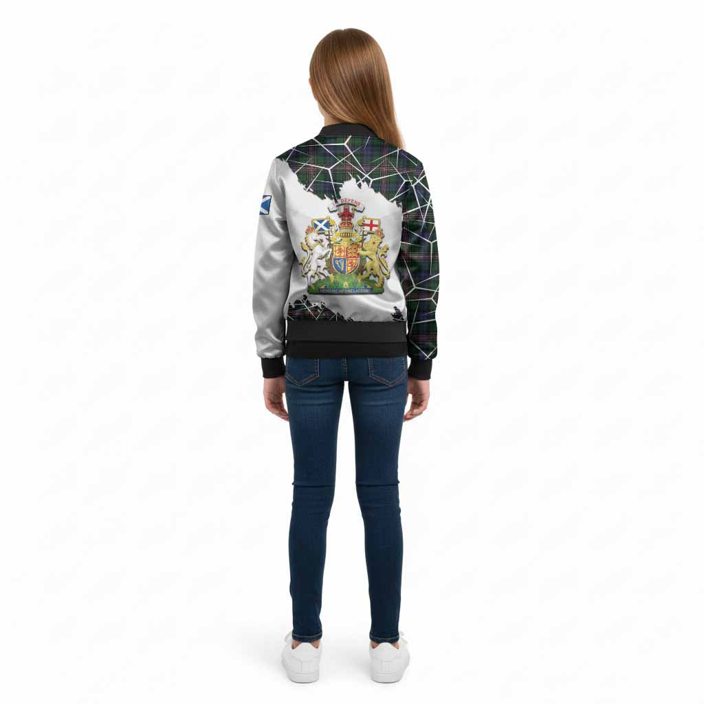 Allison Tartan Kid Bomber Jacket with Family Crest and Lion Rampant Grunge Style