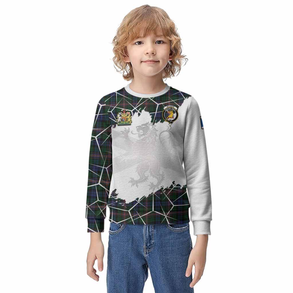 Allison Tartan Kid Knitted Sweatshirt with Family Crest and Lion Rampant Grunge Style