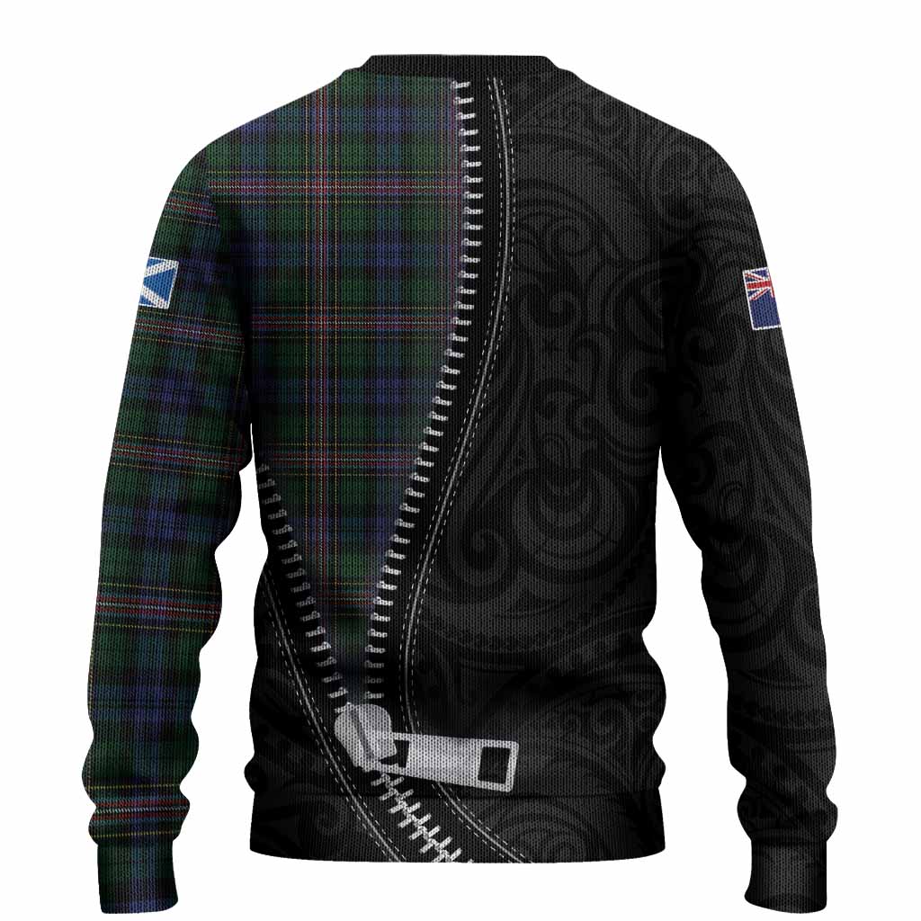 Allison Tartan Knitted Sweater New Zealand Pattern Unique Zipper Stylized