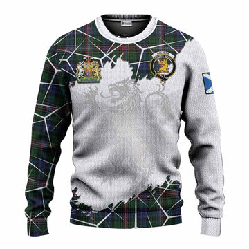 Allison Tartan Knitted Sweater with Family Crest and Lion Rampant Grunge Style