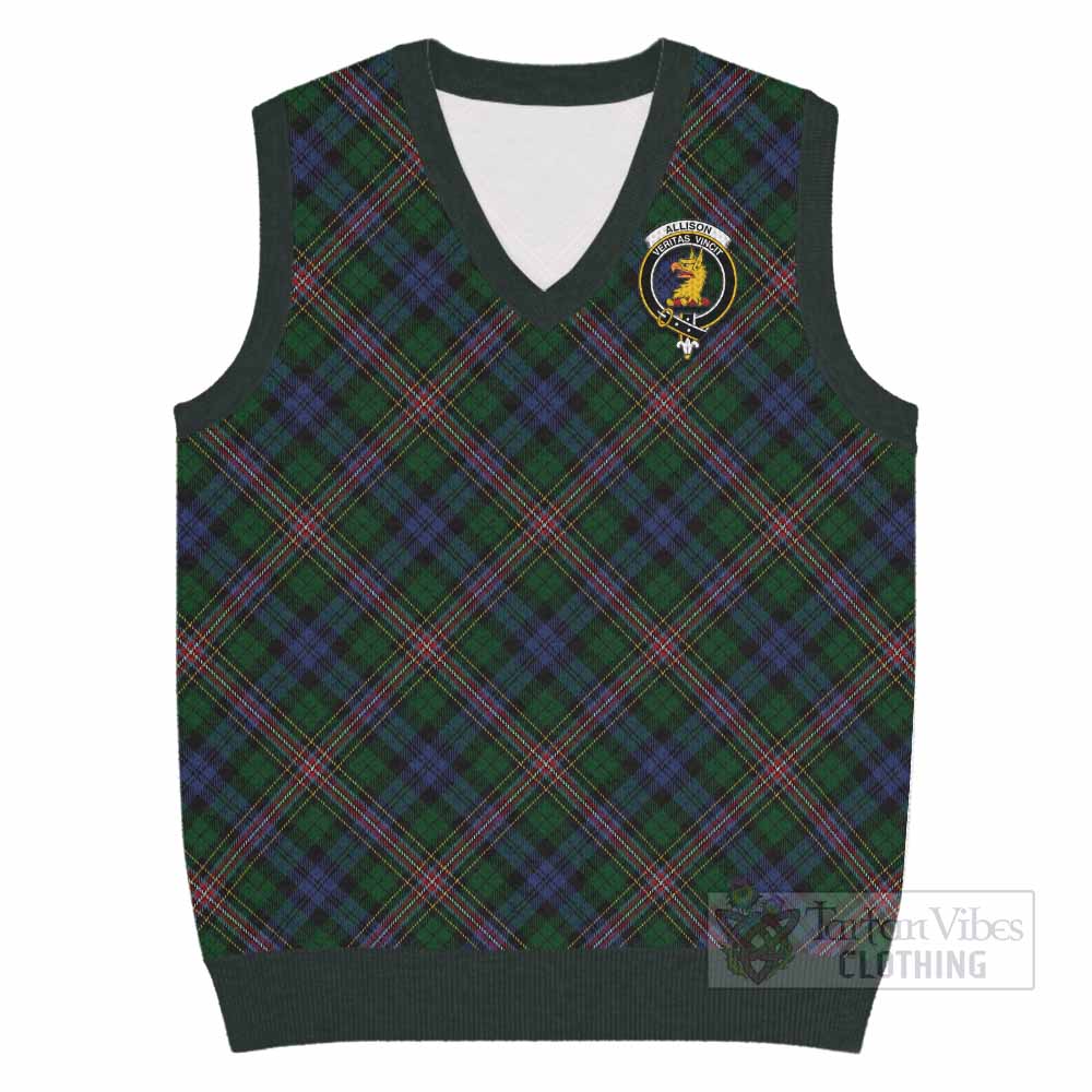 Allison Tartan Knitted V-Neck Vest with Family Crest Cross Style