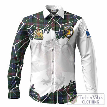 Allison Tartan Long Sleeve Button Shirts with Family Crest and Lion Rampant Grunge Style
