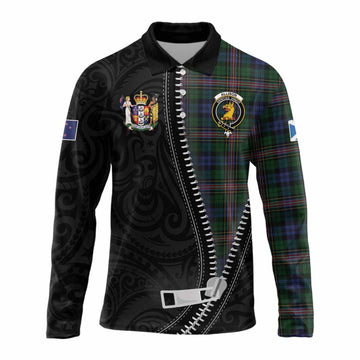 Allison Tartan Long Sleeve Polo Shirt New Zealand Pattern Unique Zipper Stylized