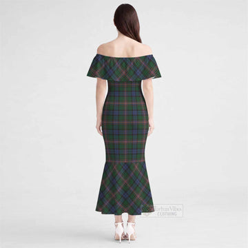 Allison Tartan Off Shoulder Ruffle Mermaid Maxi Dress