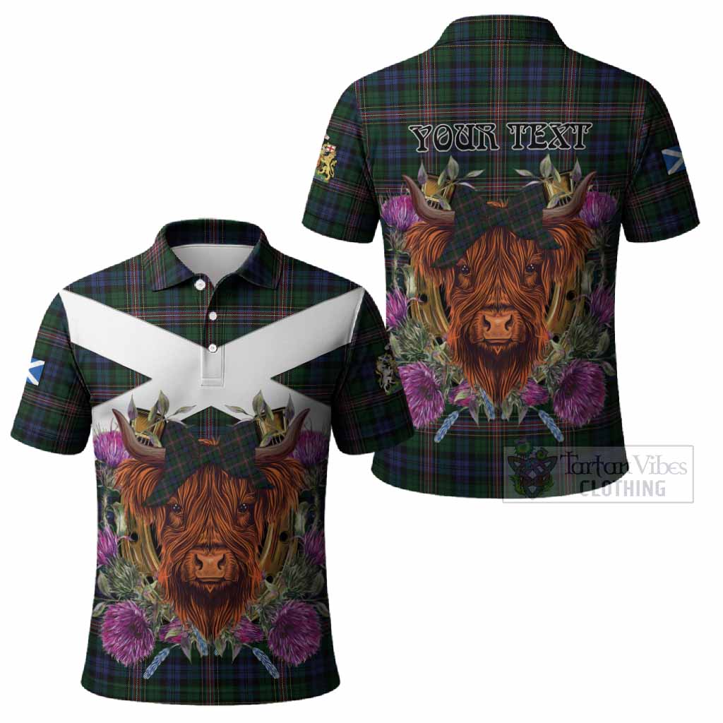Allison Tartan Polo Shirt Scottish Thistle Heilan Coo