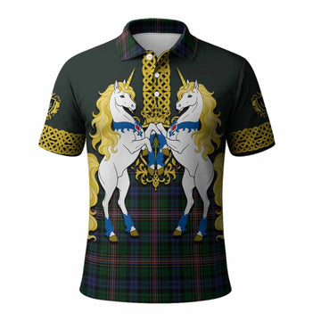 Allison Tartan Polo Shirt Unicorn Celtic Knot And Thistle Emblem