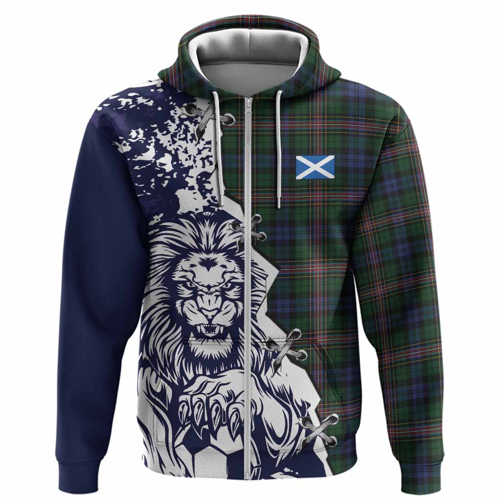 Allison Tartan Scottish Hoodie Angry Lion With Soccer Ball Style