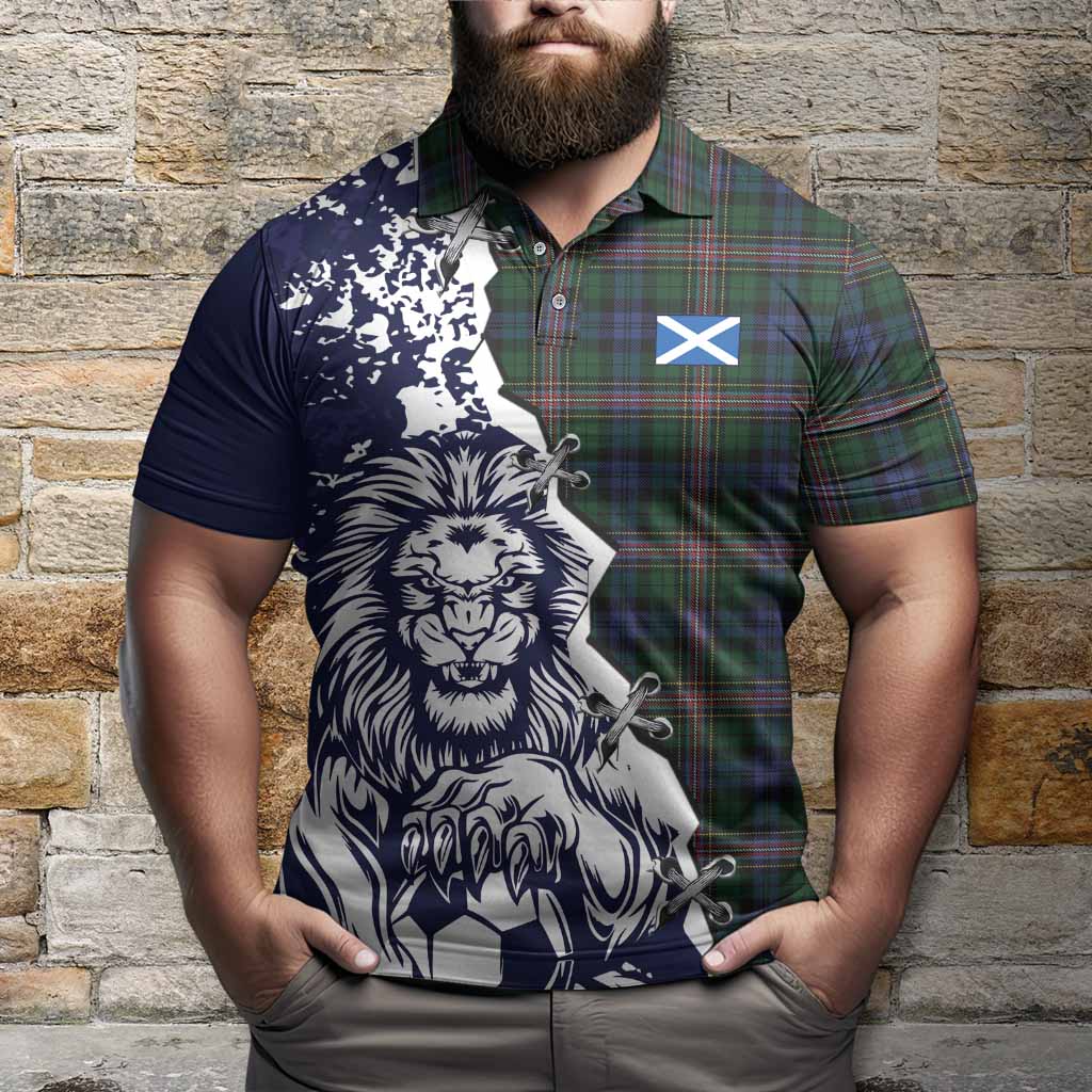 Allison Tartan Scottish Polo Shirt Angry Lion With Soccer Ball Style