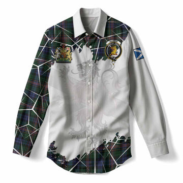Allison Tartan Women Casual Shirt with Family Crest and Lion Rampant Grunge Style