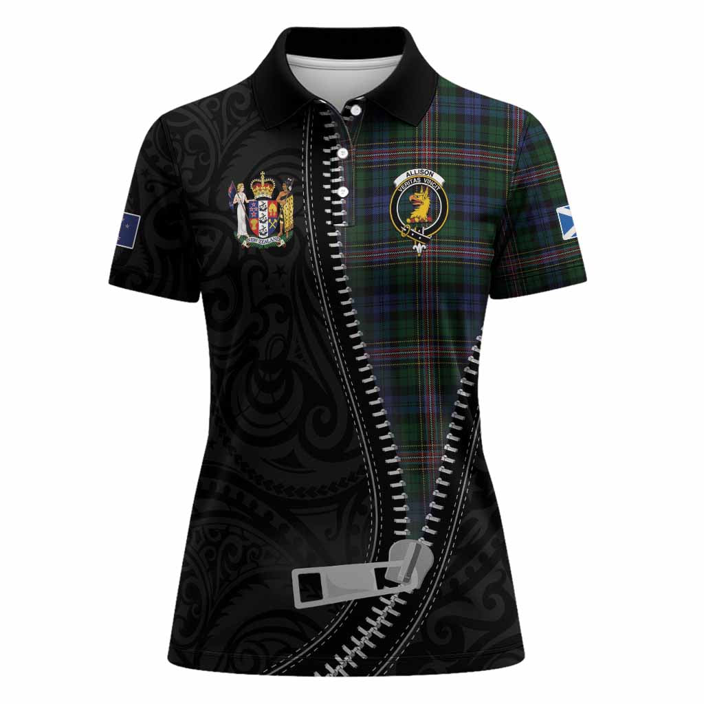 Allison Tartan Women Polo Shirt New Zealand Pattern Unique Zipper Stylized