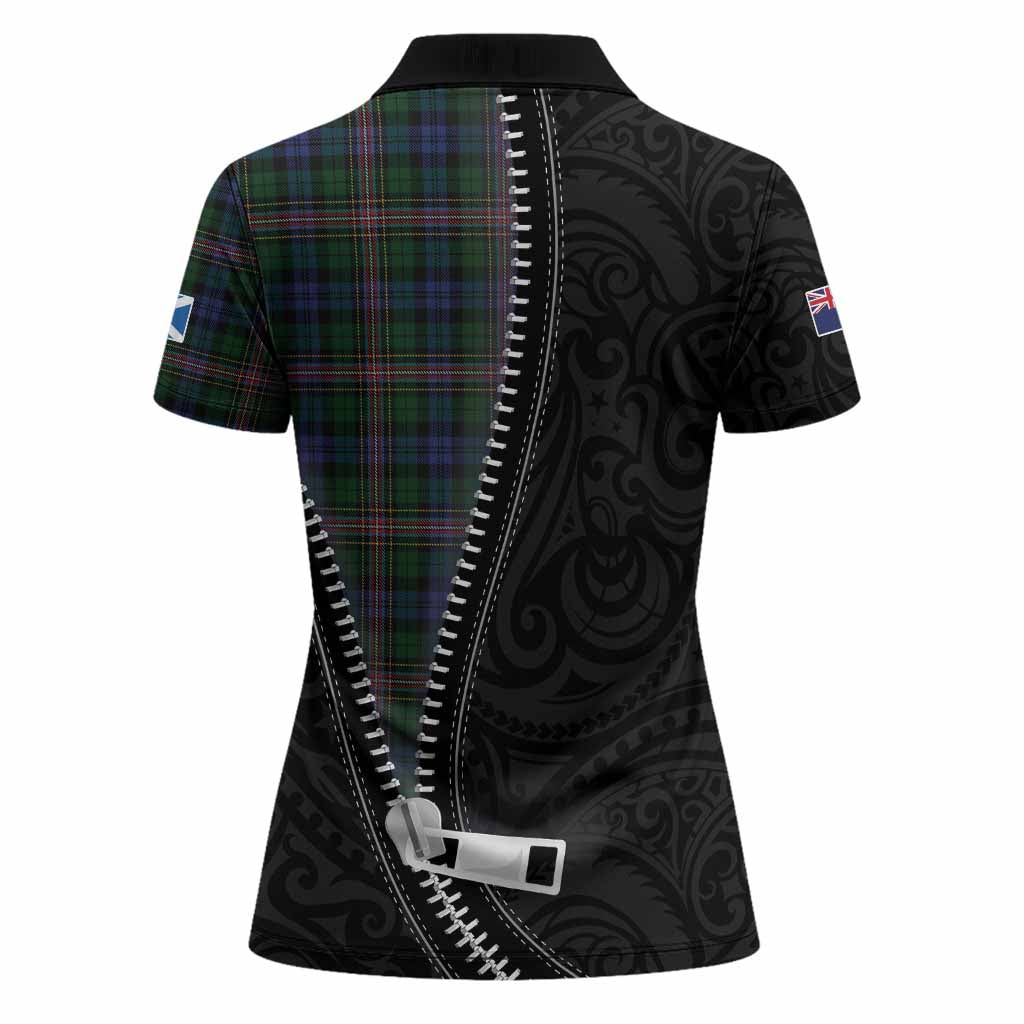 Allison Tartan Women Polo Shirt New Zealand Pattern Unique Zipper Stylized