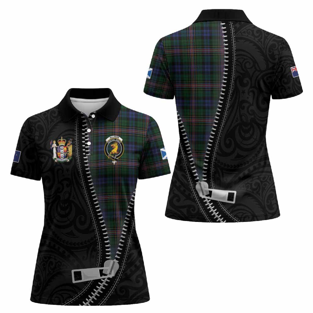 Allison Tartan Women Polo Shirt New Zealand Pattern Unique Zipper Stylized