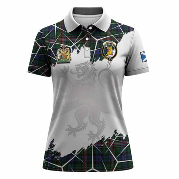 Allison Tartan Women Polo Shirt with Family Crest and Lion Rampant Grunge Style