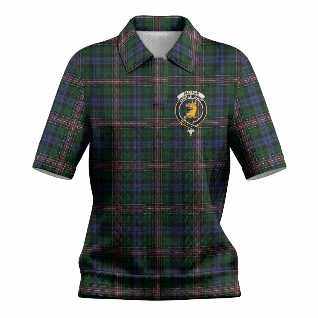 Allison Tartan Women’s Polo Sweater Top with Family Crest