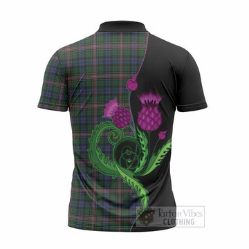 Allison Tartan Zipper Polo Shirt Traditional Scottish Thistle