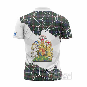 Allison Tartan Zipper Polo Shirt with Family Crest and Lion Rampant Grunge Style