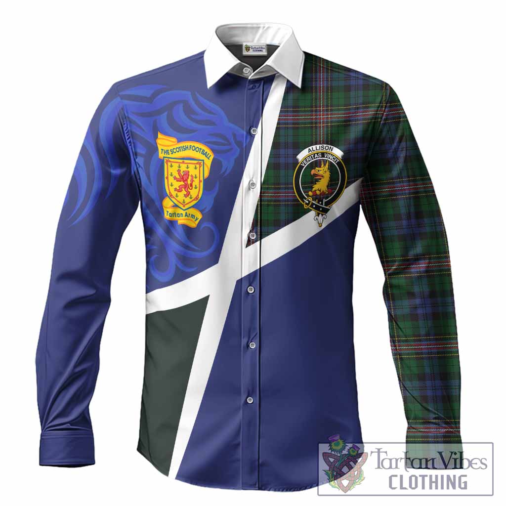 Allison The Scottish Football Crest Long Sleeve Button Shirts Lion-Tartan Army
