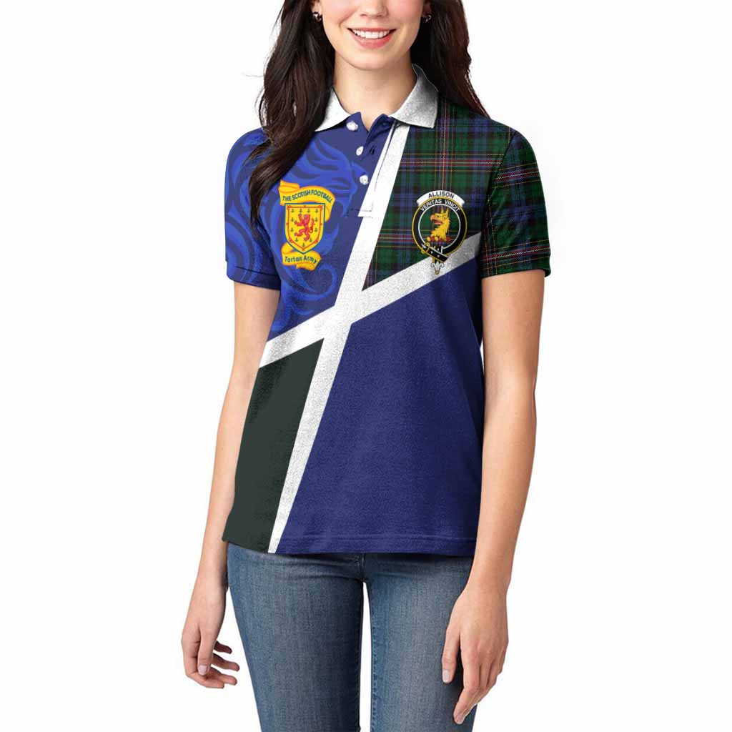 Allison The Scottish Football Crest Women Polo Shirt Lion-Tartan Army